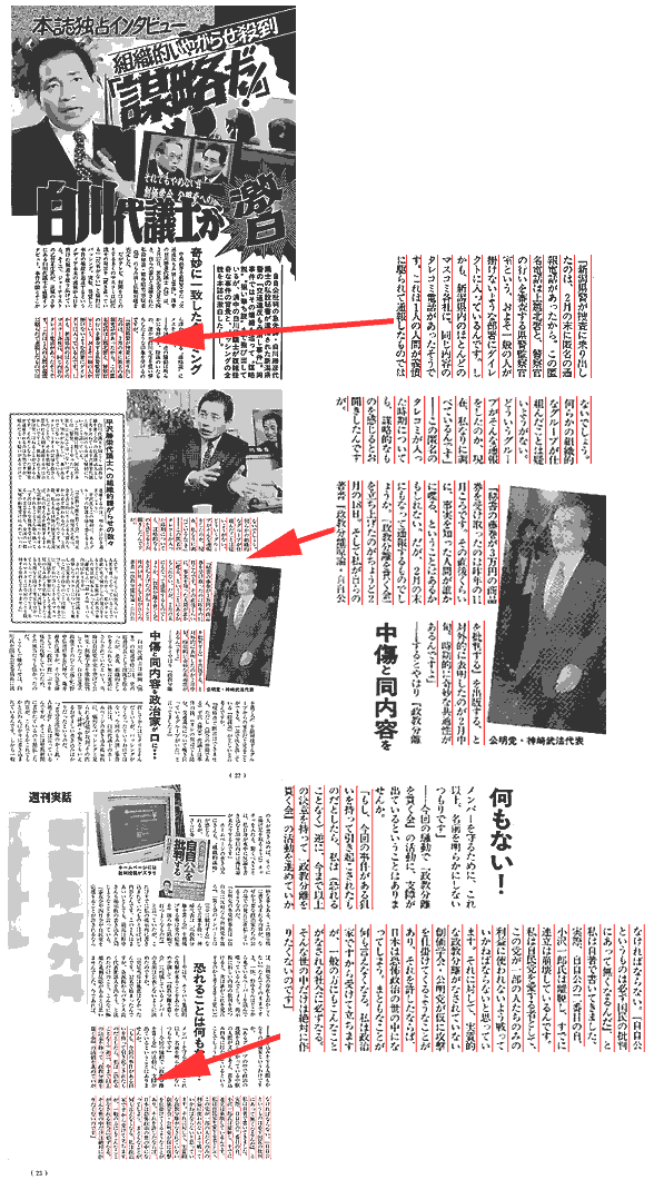 『週刊実話』の記事・指摘されている部分に赤線